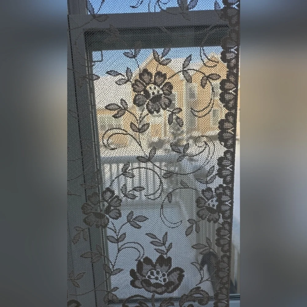 Floral Lace Sheer Window Curtain Panel – White/Ivory | Romantic Cottage Style